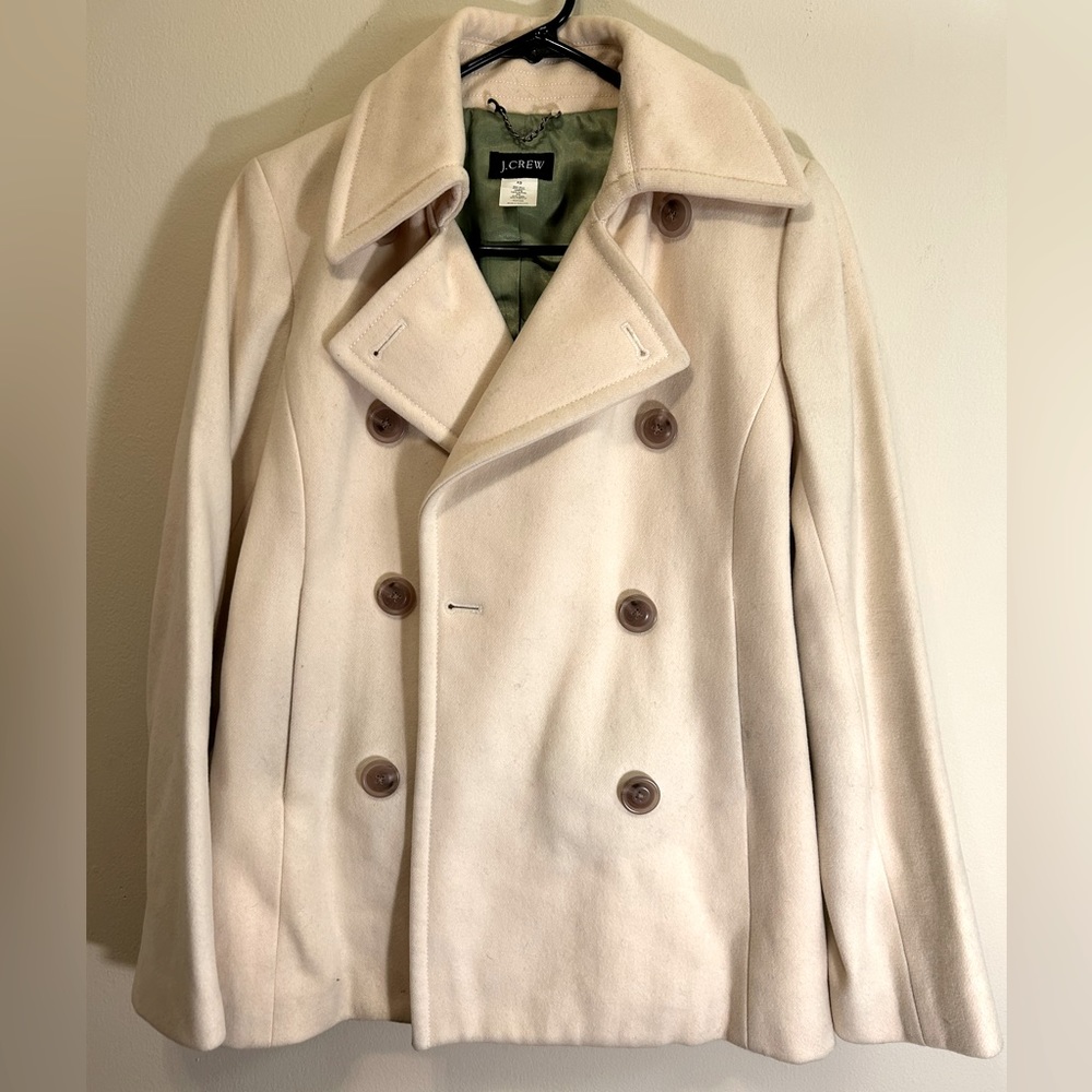 KCrew eggshell white pea coat